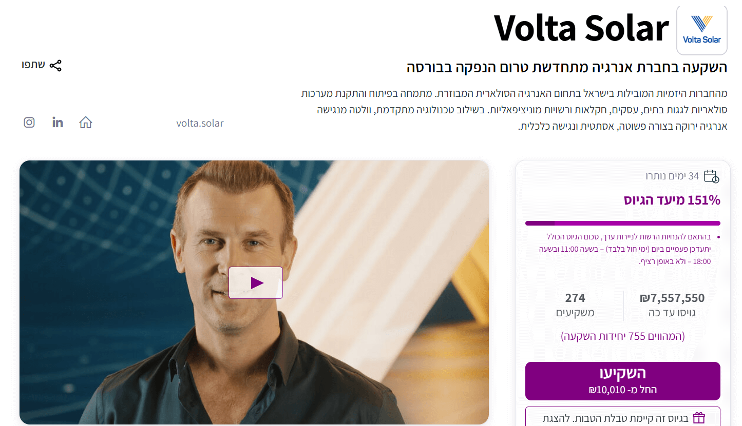 וולטה סולאר גיוס המונים