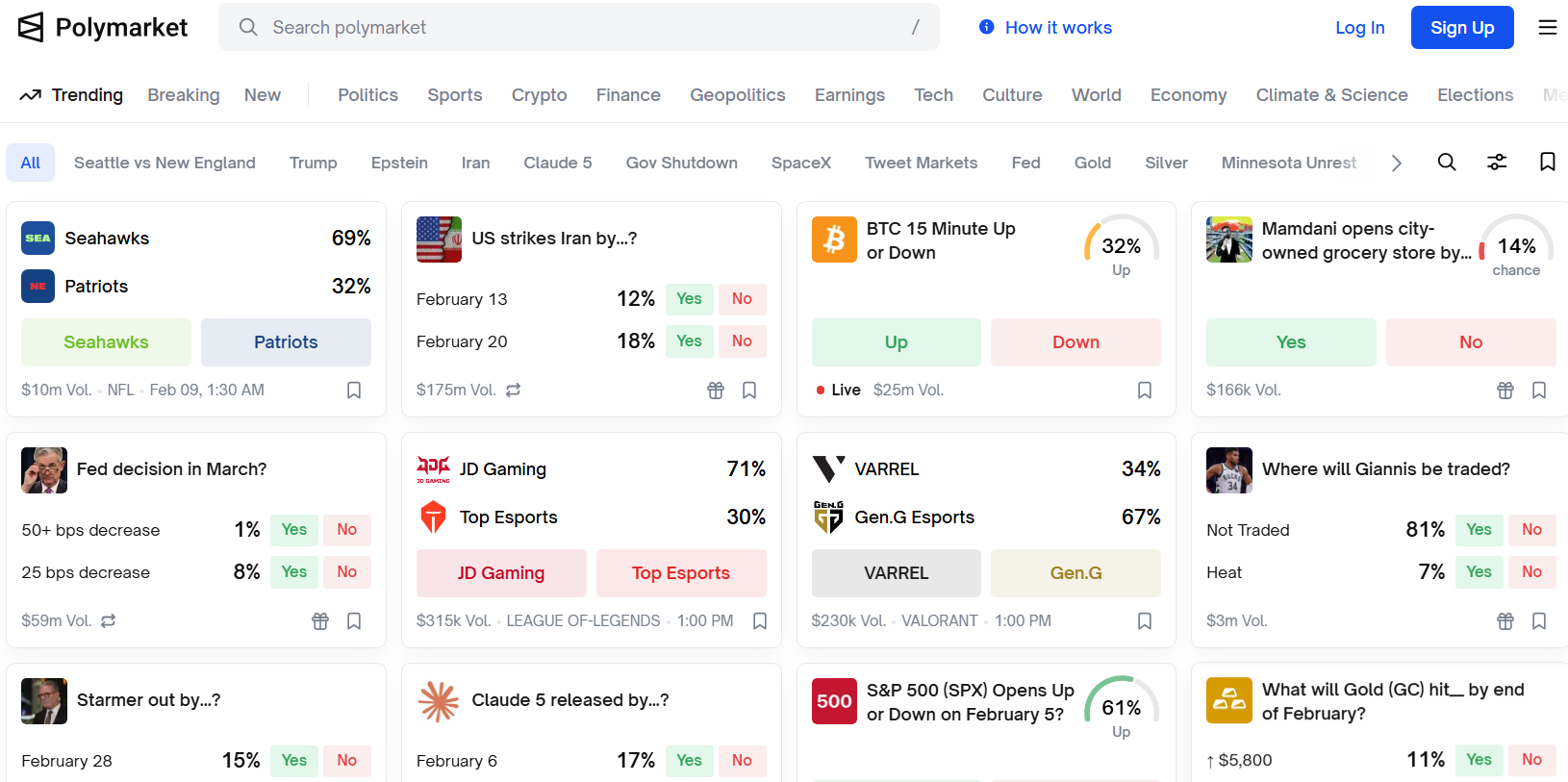 דף הבית של פולימרקט
