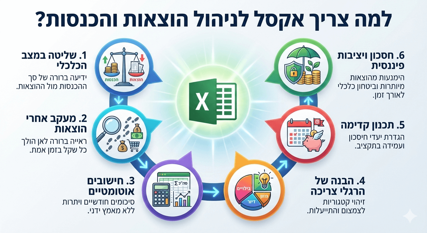 למה צריך אקסל לניהול הוצאות והכנסות - אינפוגרפיקה